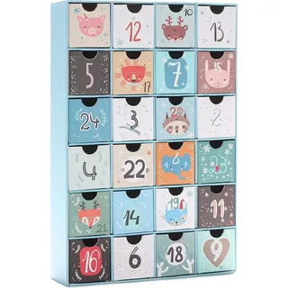 Brubaker Adventskalender zum Befüllen - Tierische Weihnachten Blau - DIY Weihnachtskalender mit 24 Türchen für Gutscheine, Süßigkeiten und wei...