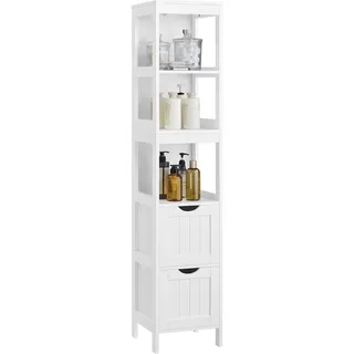 VASAGLE Badschrank BBC66WT weiß 30,0 x 30,0 x 141,5 cm