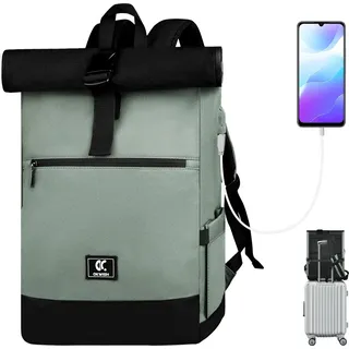 MODFU Laptoprucksack RollTop Rucksack Herren Damen 25L-30L Schulrucksack rucksack wasserdicht - Grün