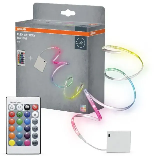 5M Osram FLEX batteriebetriebener LED-Streifen mit farbigem Licht und Fernbedienung IP20