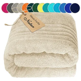 Lashuma Saunatuch XXL Handtuch London, Frottee (1-St), Badetuch Damen & Badehandtuch Herren 100x200 cm - Saunahandtuch 80x220 beige 100 cm x 200 cm