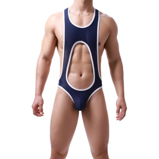 PIYAX Sexy Männer Unterhemden Leotard Jockstrap Mesh Jumpsuits Wrestling Singlet Bodysuit Crotchless Sexy Gay Unterwäsche