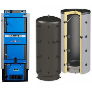 Atmos Kombikessel | DC25GSP inkl. Brenner, Förderschnecke, 2x Pufferspeicher | 25 kW