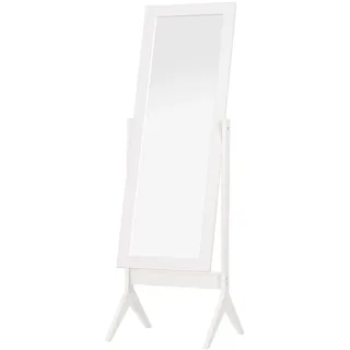 Homcom Standspiegel Ganzkörperspiegel Schminkspiegel Erhöhte Füße Pflegeleicht MDF Weiß 47 x 46 x 148 cm