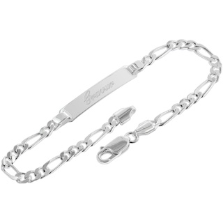 trendor 41389 Männer Gravur-Armband 925 Silber Figarokette mit Namen