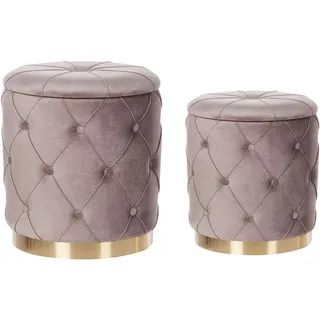 Pouf mit Stauraum 2er Set PUEBLO Samtstoff Taupe 40/33 cm 40/33 cm 44/36 cm