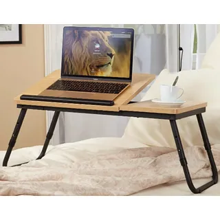 Dynamic24 Holz Laptoptisch Betttisch Notebooktisch Bett Tisch höhenverstellbar Klapptisch