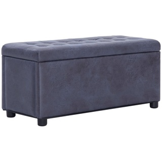 furnicato Truhenbank Ottoman mit Stauraum 87,5 cm Grau Wildleder-Optik grau