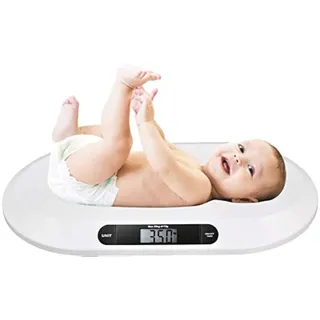 BAKAJI Elektronische Waage für Kinder und Babys mit digitalem LCD-Display, Babywaage 20 kg/44 kg, automatische Abschaltung und Tara, Farbe Weiß (Länge 55 cm)
