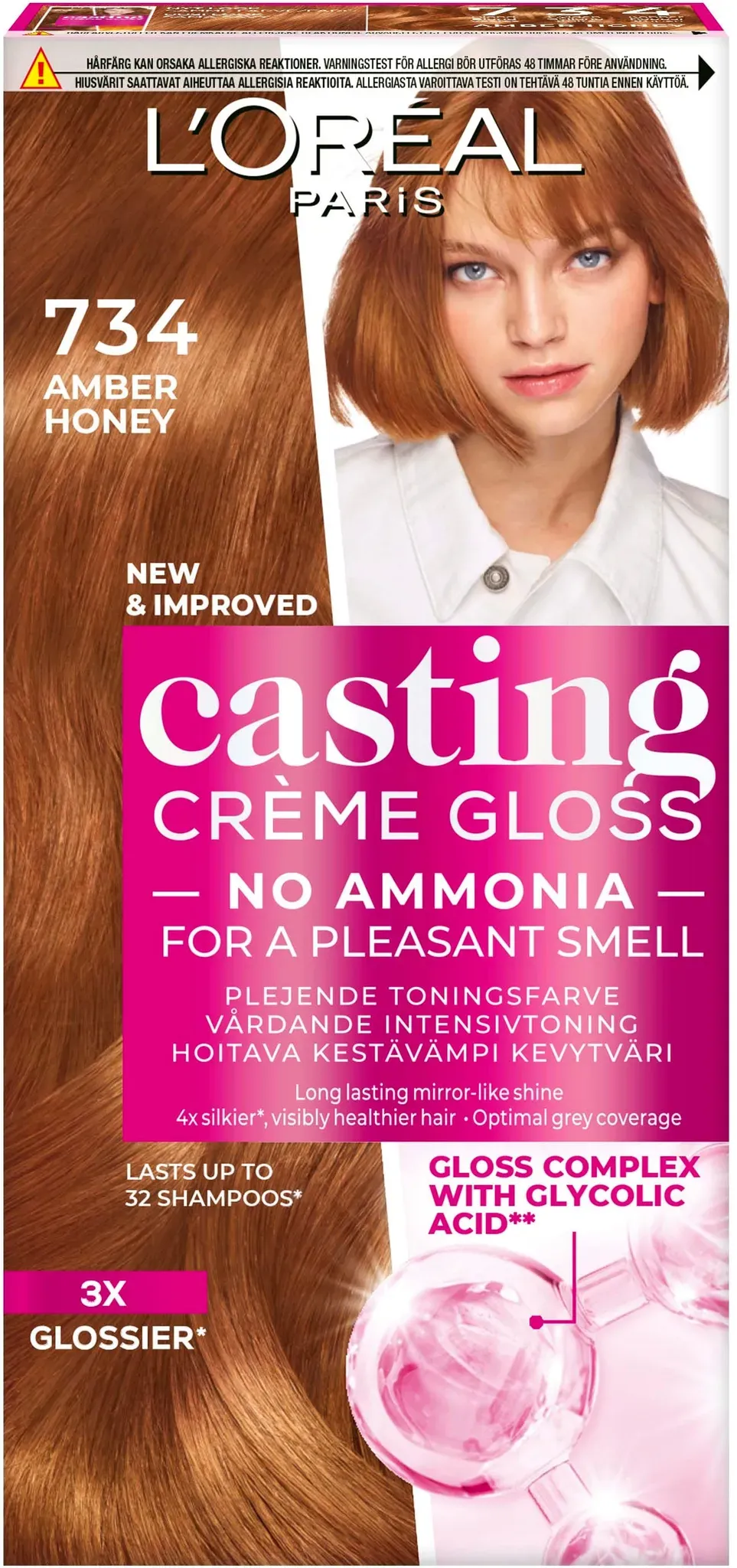 L"Oréal Paris Casting Crème Gloss Semi-permanent Coloration 734 Amber Honey'