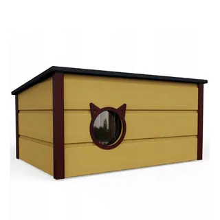 QLS Katzenhaus aus Holz 73×52×38 cm mit Vorhang (Farbe 5)