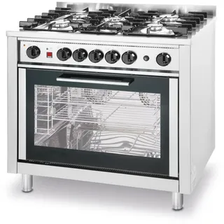 HENDI Gasherd 5 Brenner mit Elektroofen GN 1/1 - Silber