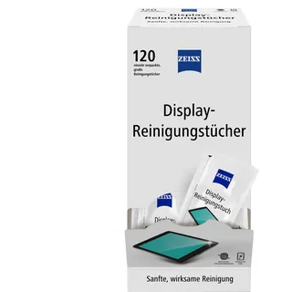 Zeiss Display-Reinigungstücher alkoholfrei 120 Stück zur sicheren & effektiven Reinigung optischer Flächen - jedes Tuch einzeln verpackt - ideal für unterwegs oder auf Reisen