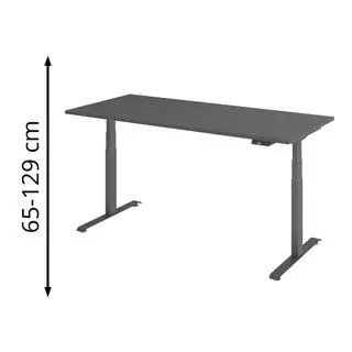 baselite Schreibtisch höhenverstellbar 180 cm Gestell grafitfarben grau, 180x129.5x80 cm