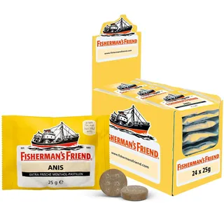 Fisherman's Friend Anis, 24er Vorratsbox, Exklusive Sorte: Anis und Menthol Geschmack, mit Zucker & vegan, Bonbons für frischen Atem, 24 x 25g