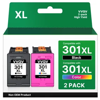 VVQV 301 XL Druckerpatronen Multipack Ersatz für HP 301 Druckerpatronen für HP 301 XL 301XL für HP Envy 4500 5530 5534 4504 DeskJet 2540 1510 2544 2549 OfficeJet 4630 4632 2620 2622 (Schwarz,Farbe)