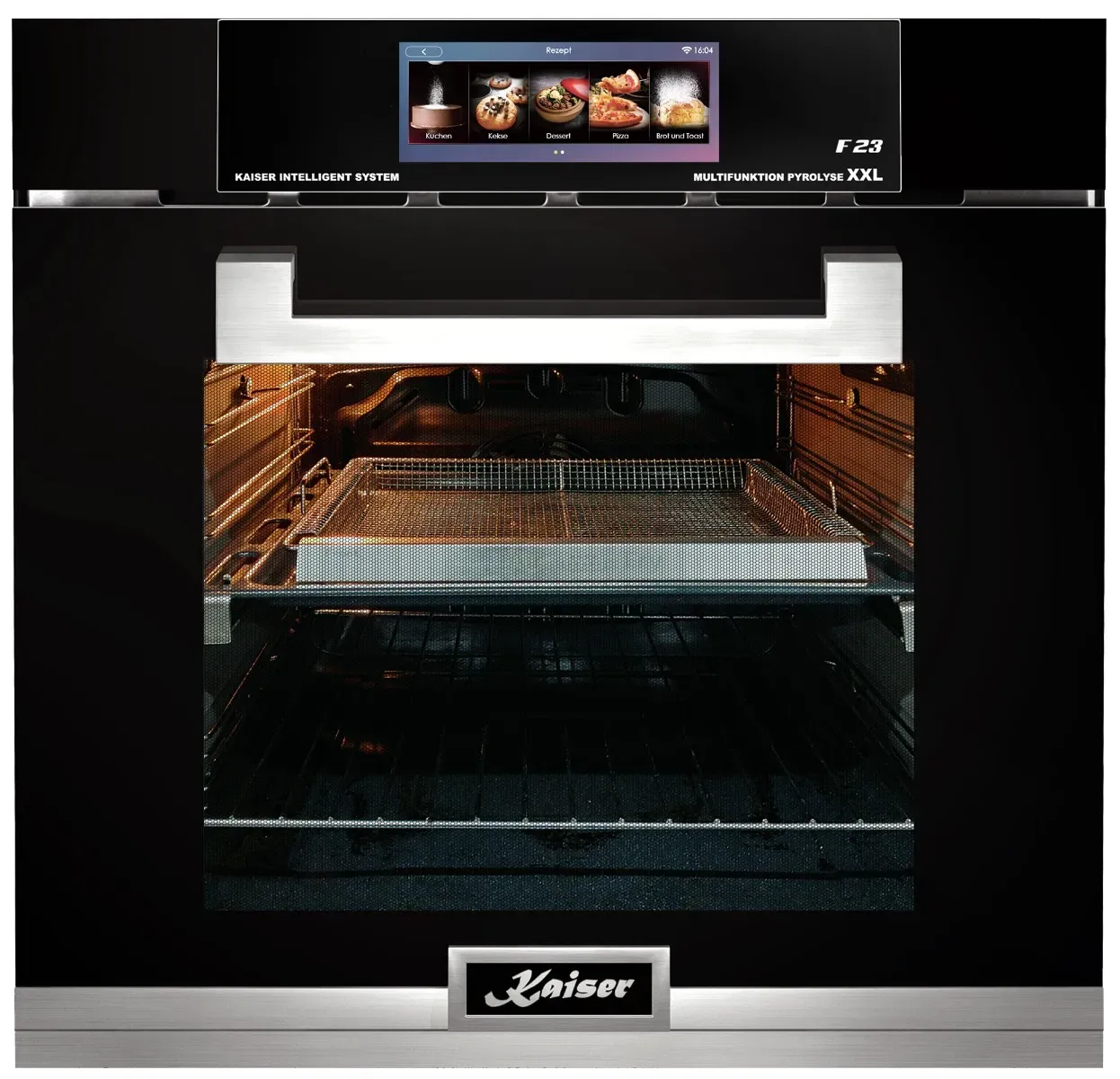 Kaiser EH 6344 Einbau-Backofen 60 cm, 79 L, Airfryer, TFT-Display, Bratautomatik, Schwarzes Glas