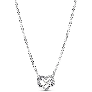 Pandora Moments Funkelnde Unendlichkeits-Herz Collier-Halskette aus Sterling Silber mit Zirkonia Steinen, Größe 50cm, 392666C01-50