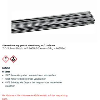 DRATEC Tig-schweißstab W-1.4430 Ø 2,4 mm - 44302411
