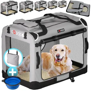 CADOCA Hundetransportbox faltbar Katzentransportbox Tier Transport Tierbox Größe M Grau