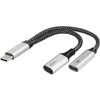 Maxtrack USB-C Splitter Adapterkabel 2-in-1 - MA11L, USB-C Splitter, OTG & 60W Schnellladeanschluss, Datenübertragung, Musik hören & Aufladen gleichzeitig, Kompatibel mit Smartphone, Tablet, Laptop