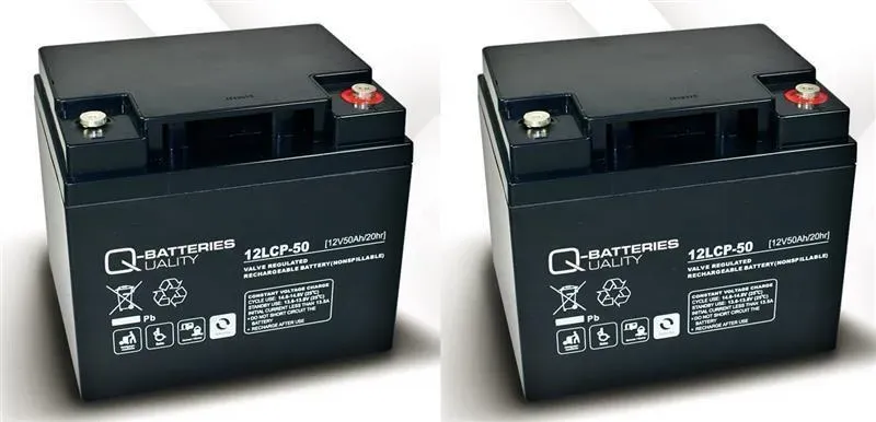 Ersatzakku für Unirolle Scooter 2 St. Q-Batteries 12LCP-50 12V - 50Ah Blei Akku Zyklentyp AGM VRLA