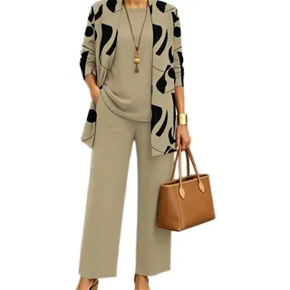 Lawawa Damen Hosenanzug Damen Hosenanzug 3 Teiliges Set Freizeitanzug Hosenanzüge Sets Outfits Vintage Lange Hose Abendanzug Outfit - S