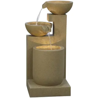 Dehner Gartenbrunnen Samson, Terassenbrunnen frostbeständig, Brunnen für Außen, mit LED Beleuchtung, ca. 100 x 54.5 x 54.5 cm, Polyresin, braun