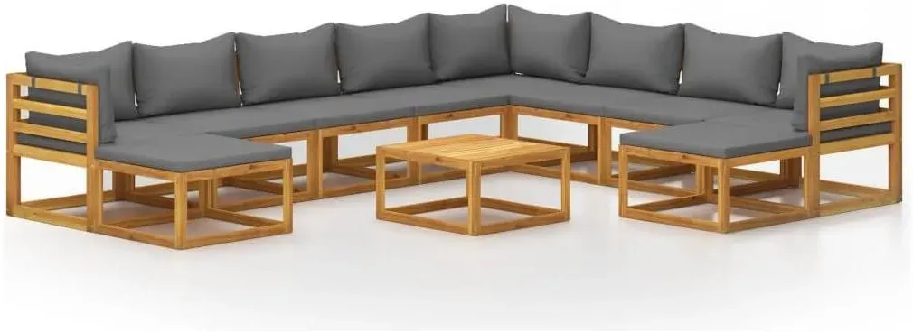 vidaXL, Gartenlounge, Frances 3x corner + 5x middle + 2x footrest + table