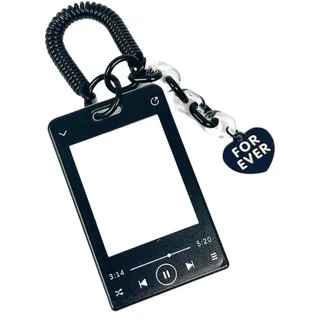 runrayay Music Player Kpop Photocard Holder, Acrylic Card Sleeves, Picture Frames, Top Loaders for Cards, 3X4 Inches, Photo Card Holder Keychain Kpop, Kpop Album - Black