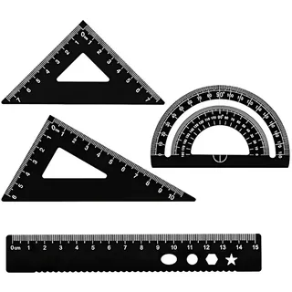 QOWUXHZ Geodreieck Metall Set Dreieck Lineal Set 4 Stück 15Cm Lineal Set Aluminium Ruler Set Schüler Lineal Geometrie Set Schule Lineal Set Schule Geometrie Set Für Architekten Ingenieure Zeichner