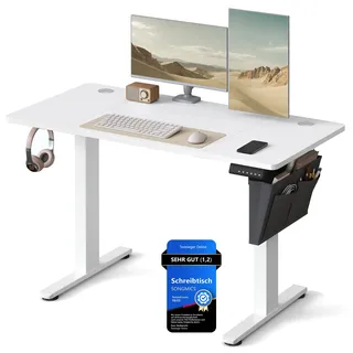 Songmics Höhenverstellbarer Schreibtisch 120 x 60 cm Wolkenweiß
