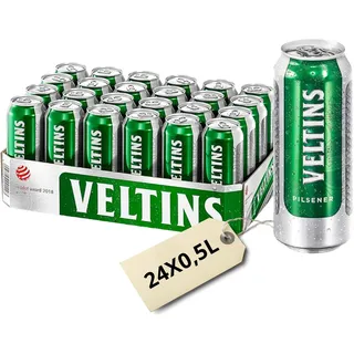 VELTINS Pilsener – 24 x 0,5 l Dosenbier (EINWEG) – Fein-herbes Premium Pils – Brautradition seit 1824 – Frisch & ausgewogen – 4,8 % vol. Alkohol