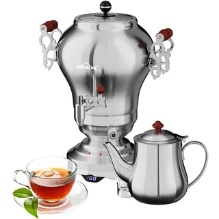 Homelux Elektrischer Samoware Edelstahl, 1850 Watt Teemaschine Wasserkocher 5L +1.6L Teekannen Set Großer Teekocher mit Warmhaltefunktion eingestellte Temperatur, für Gastrobetriebe
