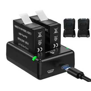 Homesuit 360 Ace Pro Akku 1800mAh und USB Ladegerät Kompatibel mit Insta360 Ace Pro/Insta360 Ace Kamera Inklusive Batteriebox mit SD Kartenspeicher (2er-Pack)