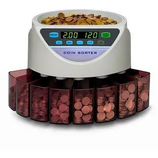 beitz BS-9001 | Automatischer Münzzähler & Münzsortierer für EUR | Geldzählmaschine für Kleingeld | Zählt & Sortiert Münzen nach Wert | Münzzählmaschine mit 8 Münzfächer