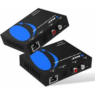 OREI Audio über Cat5e/6 Extender bis zu 300 m – erweitert digitales optisches Koxial-Signal über LAN-Ethernet-Stromversorgungskabel für lange Distanzverlängerung, Dolby Digital, DTS 4.1, DTS-HD, PCM