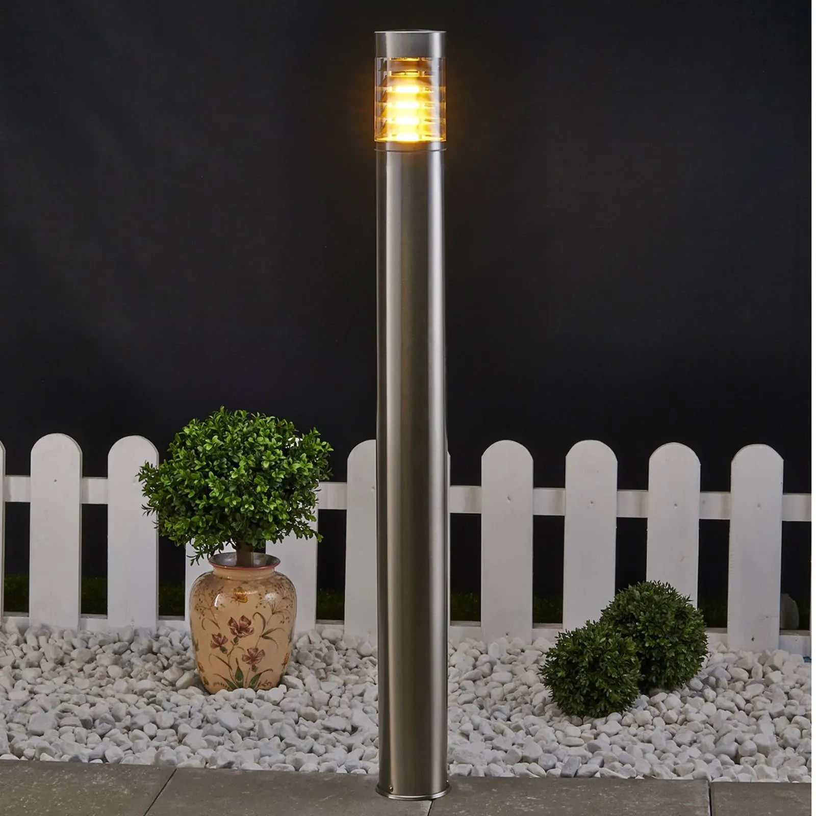 Wegeleuchte ENJA Lindby, dimmbar, alu / grau / zink, Edelstahl, Modern - 10.1 cm - 10.1 cm - 100 cm