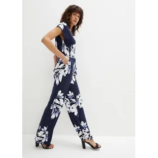 bonprix Jumpsuit für eleganten Look, mit Bindeband zur Taillenanpassung blau S (36/38)