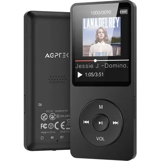 AGPTEK MP3 Player 32GB Bluetooth 5.3, 1.8 Zoll 70 Stunden Wiedergabezeit Digital Kinder MP3 Player mit FM Radio, bis zu 128G,(Ohne Kopfhörer) Schwarz