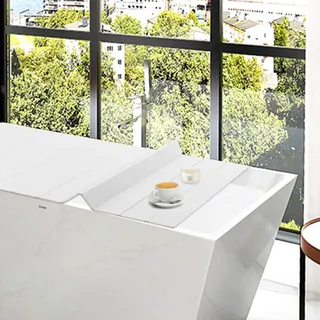 Faltbare Badewannenabdeckung Badewanne Brett Bad wasserdichte Staubdichtes Badewannendeckel Abdeckung Tablett Faltbar Board FüR Badezimmer Wasserdicht Staubdic Badewannenablage Modern Weiß 170X75Cm
