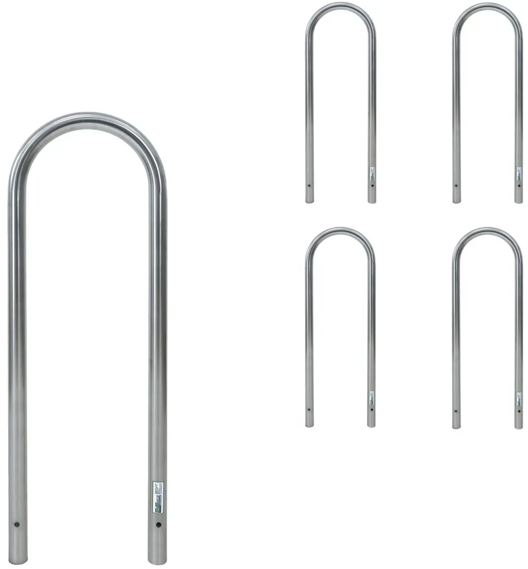 5 x Fahrradanlehnbügel 115 x 41 cm Edelstahl Ø 49 mm Einbetonieren Fahrradstä...
