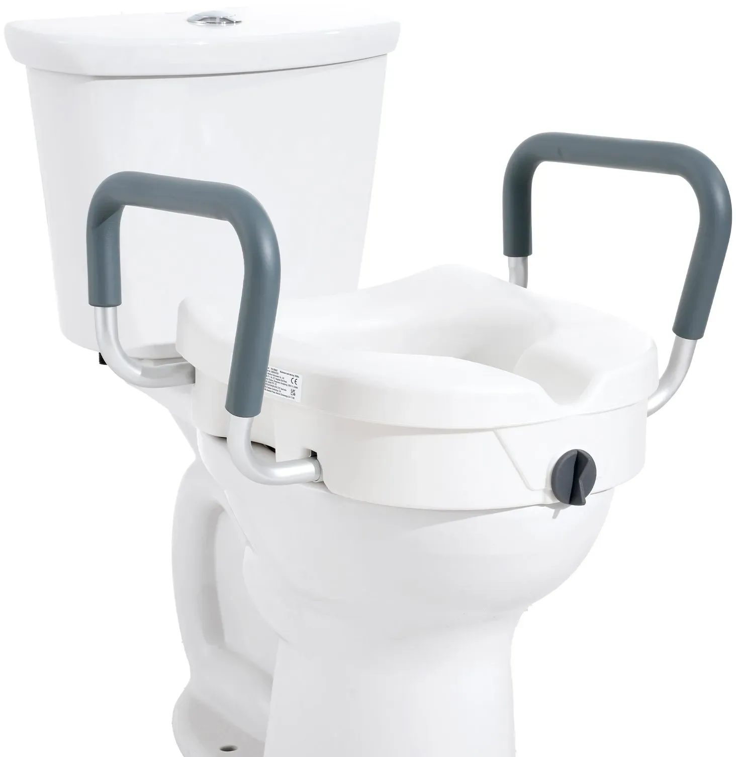 VEVOR Toilettensitzerhöhung WC Sitzerhöhung für Senioren 127 mm, erhöhter Toilettensitz einstellbar, Toilettenaufsatz für Senioren, Sitzerhöhung Toilette mit Griff, Toilettensitzerhöhungen Weiß