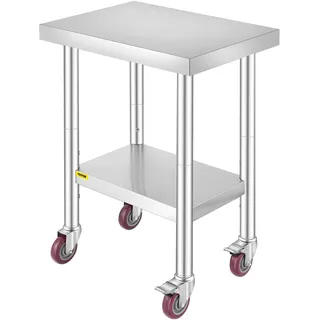 VEVOR Edelstahltisch Arbeitstisch 609,6 x 457,2 x 863,6 mm Edelstahl Catering Arbeitstisch 100kg für Belastbarkeit Lebensmittel Zubereitungstisch Gewerblicher Arbeitstisch