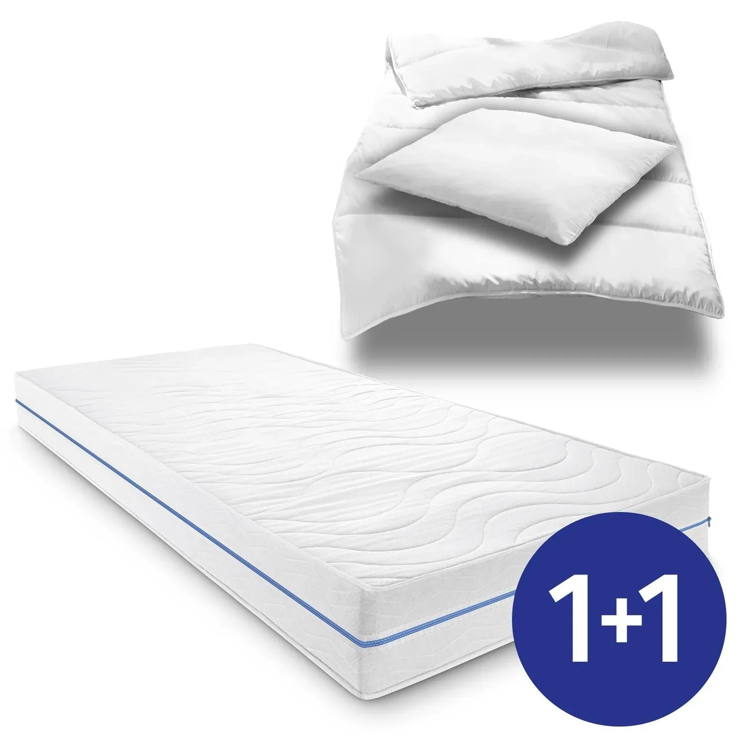 Ergonomische Matratze 140x200 cm 7-Zonen Supportho Premium, Höhe 18 cm, Härtegrad H2/H3 + CloudComfort Basic Mikrofaser Bettset 135 x 200 cm + 80 x 80 cm