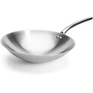 De Buyer Wok, Edelstahl, Silber, 27,9 x 20,1 x 10,9 cm