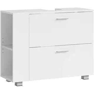 VASAGLE Waschbeckenunterschrank, offene Fächer an Einer Seite, rechts oder Links austauschbar, Badschrank, große Öffnung für Siphons, 30 x 80 x 64 cm, wolkenweiß BBK502W01