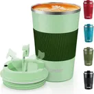 Kaffeebecher to go 380ml Thermobecher Doppelwandig Reisebecher Grün