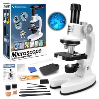 deAO Kinder-Mikroskop, Junior Einsteiger Mikroskop mit LED-Beleuchtung und Farbfilter mit 3-facher Vergrößerung, Spielzeug für Experimente