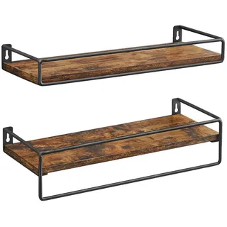 VASAGLE Wandboard 2 tlg. vintagebraun-schwarz 60 x 20 x 10 cm